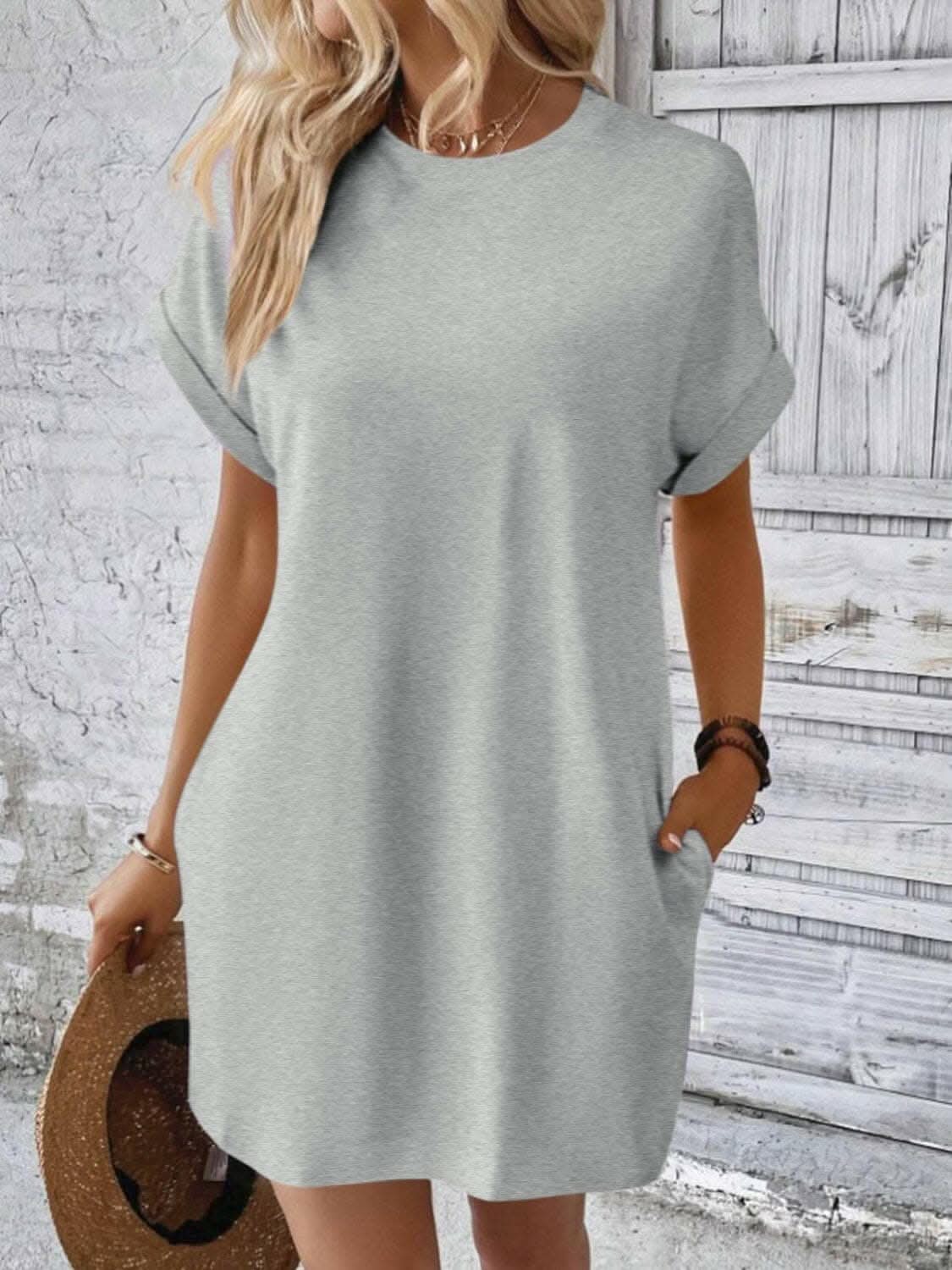 Chic round neck mini dress - Love Salve 
