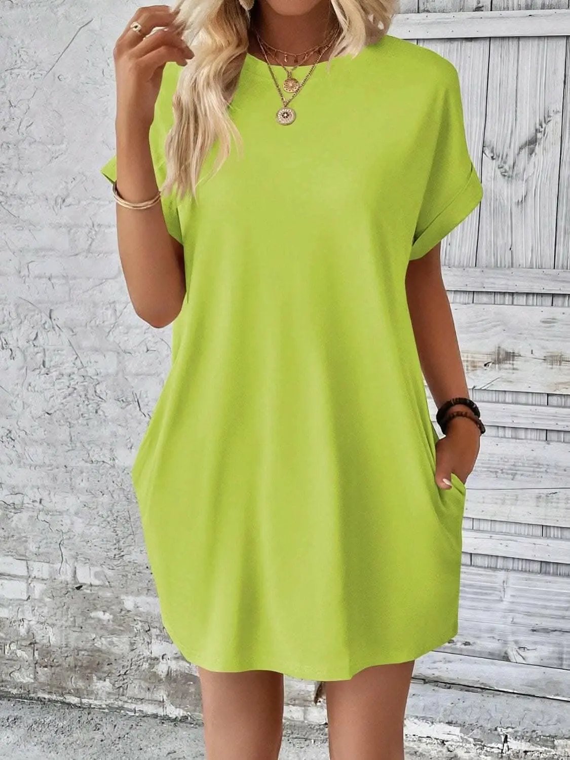 Chic round neck mini dress - Love Salve 