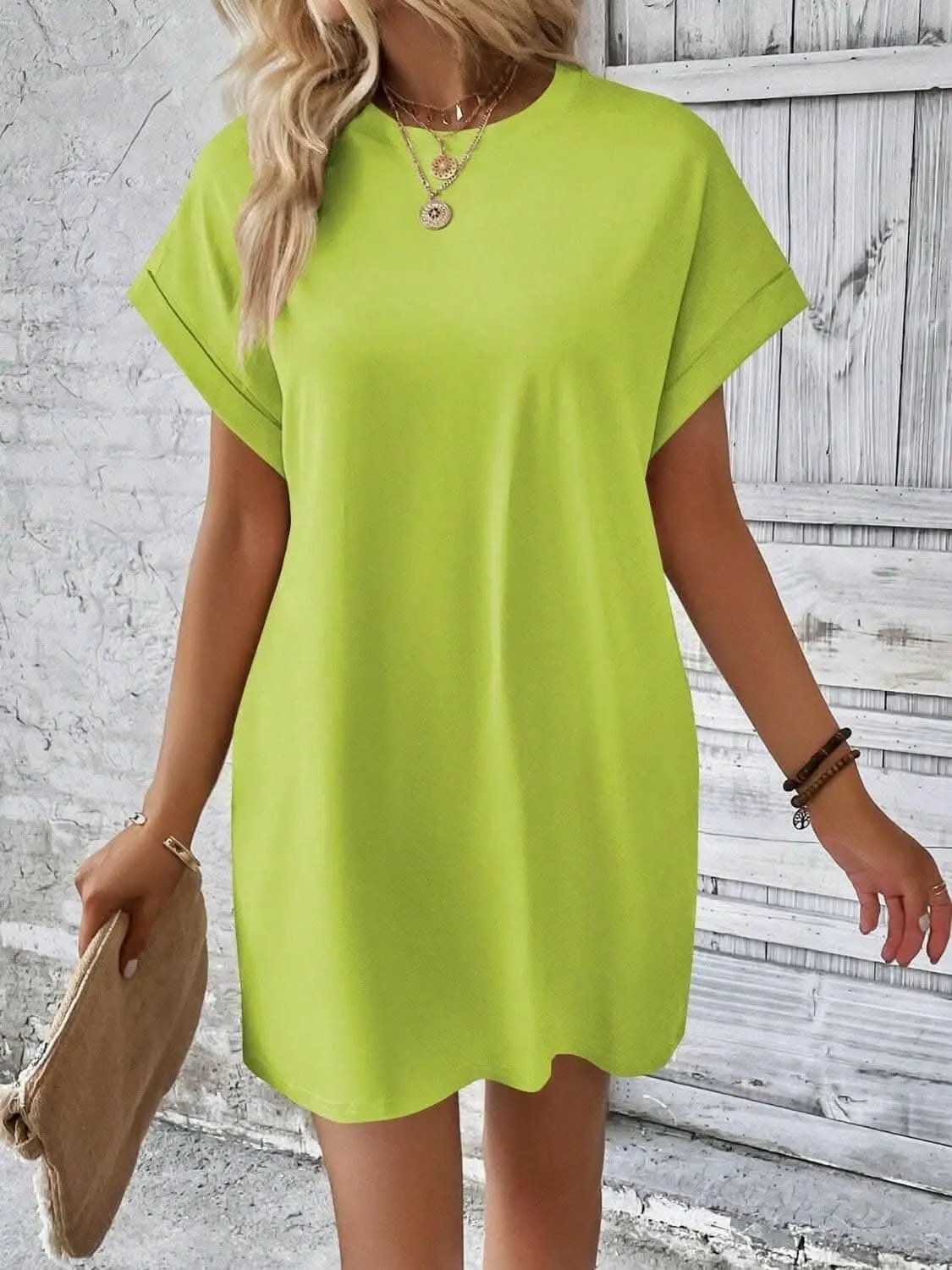 Chic round neck mini dress - Love Salve 