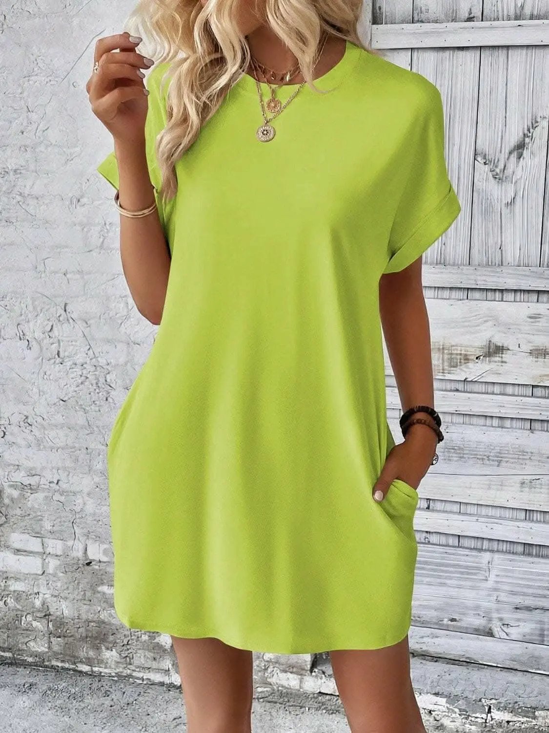 Chic round neck mini dress - Love Salve 