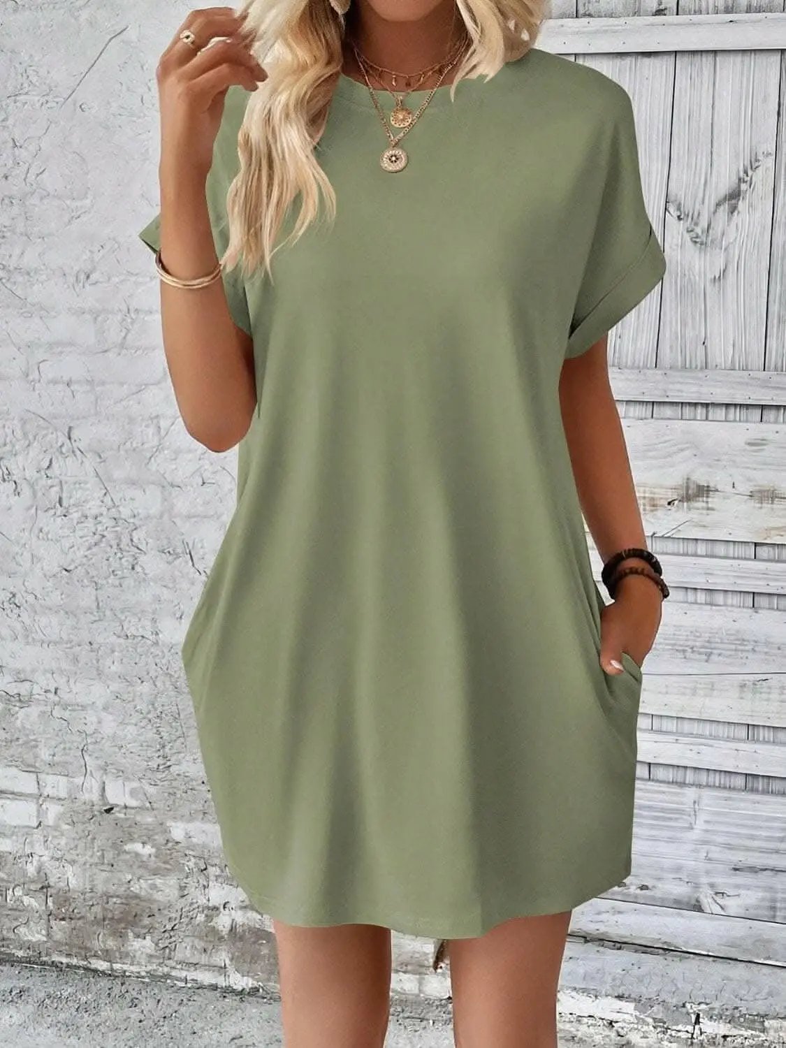 Chic round neck mini dress - Love Salve 