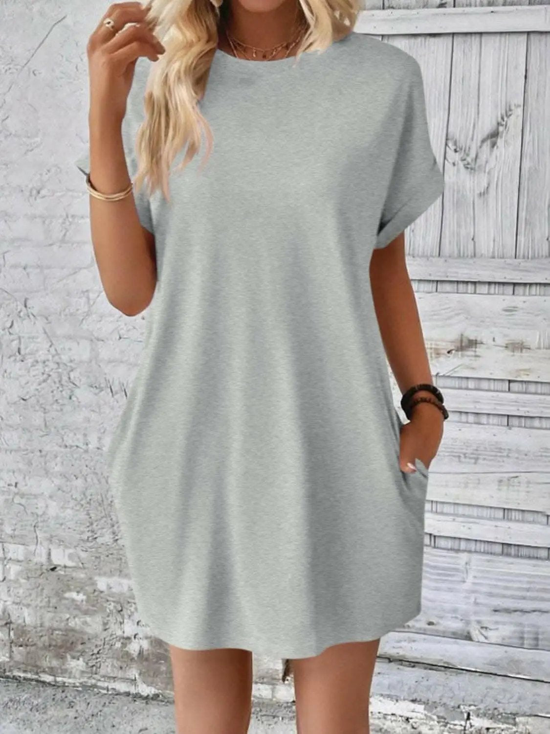 Chic round neck mini dress - Love Salve 