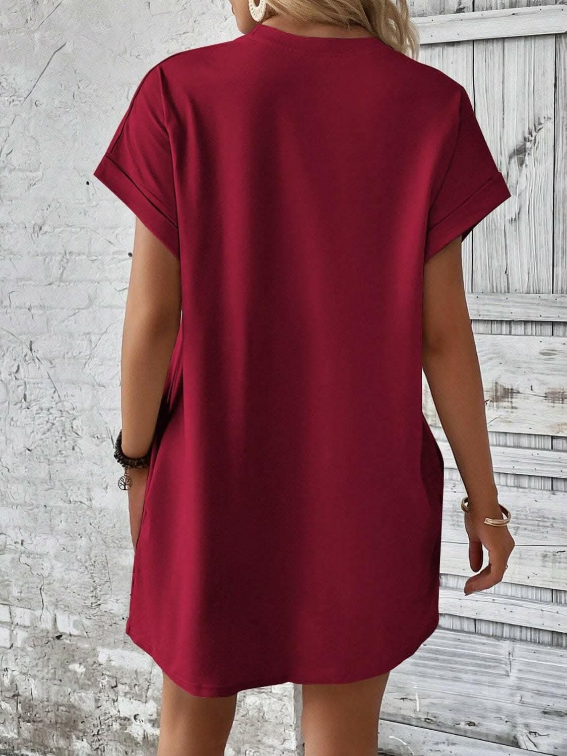 Chic round neck mini dress - Love Salve 