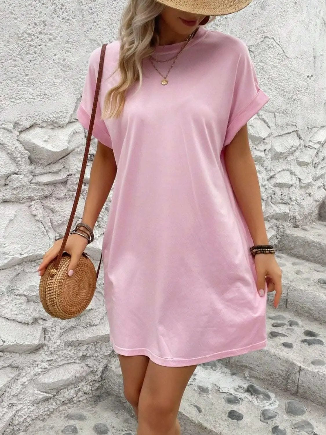 Chic round neck mini dress - Love Salve 