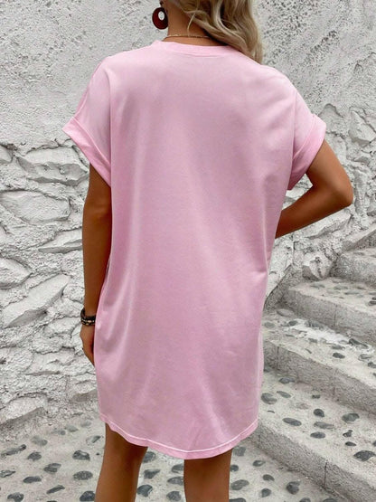 Chic round neck mini dress - Love Salve 