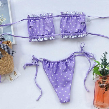 Chic ruched bikini set with frills - Love Salve 
