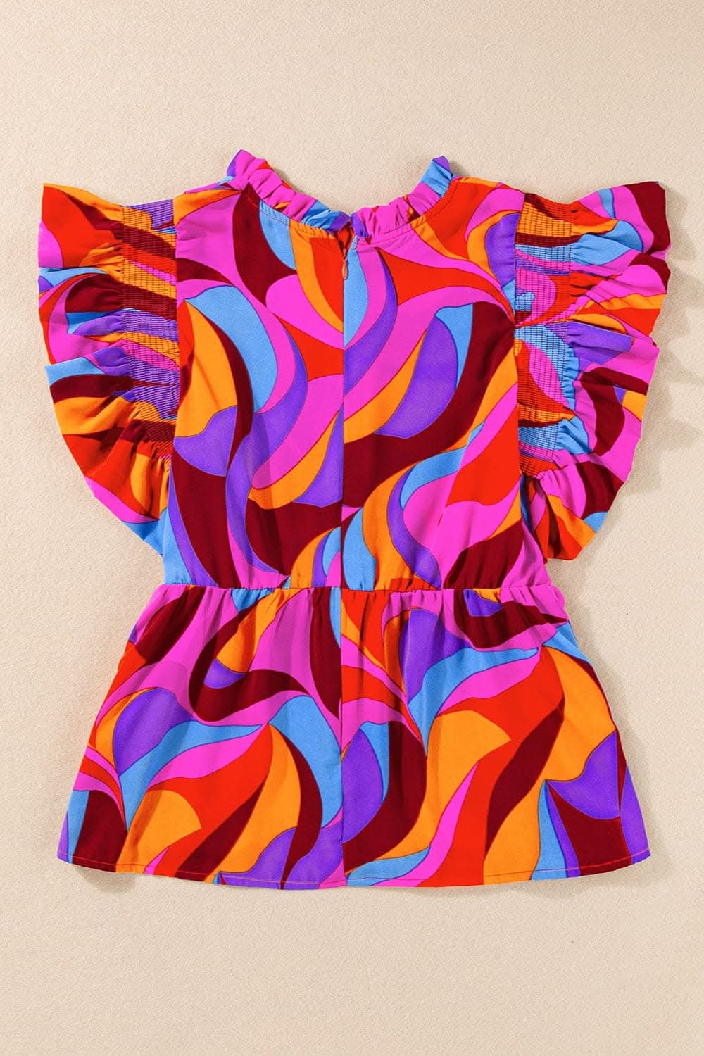 Chic ruffled mock neck cap sleeve blouse - Love Salve 