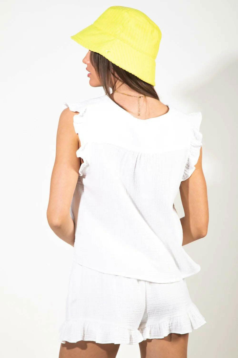 Chic ruffled v-neck top set - Love Salve 
