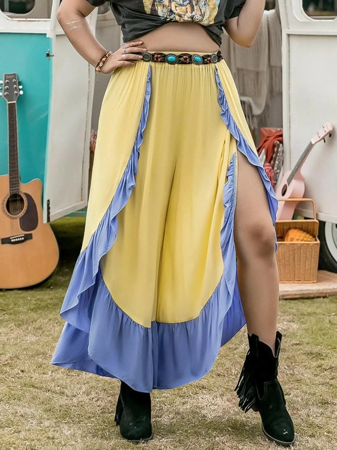 Chic ruffled wide leg pants - Love Salve 