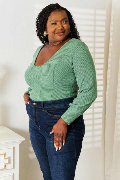 Chic scoop neck long sleeve top - Love Salve 