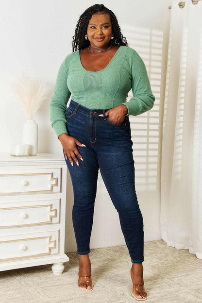 Chic scoop neck long sleeve top - Love Salve 
