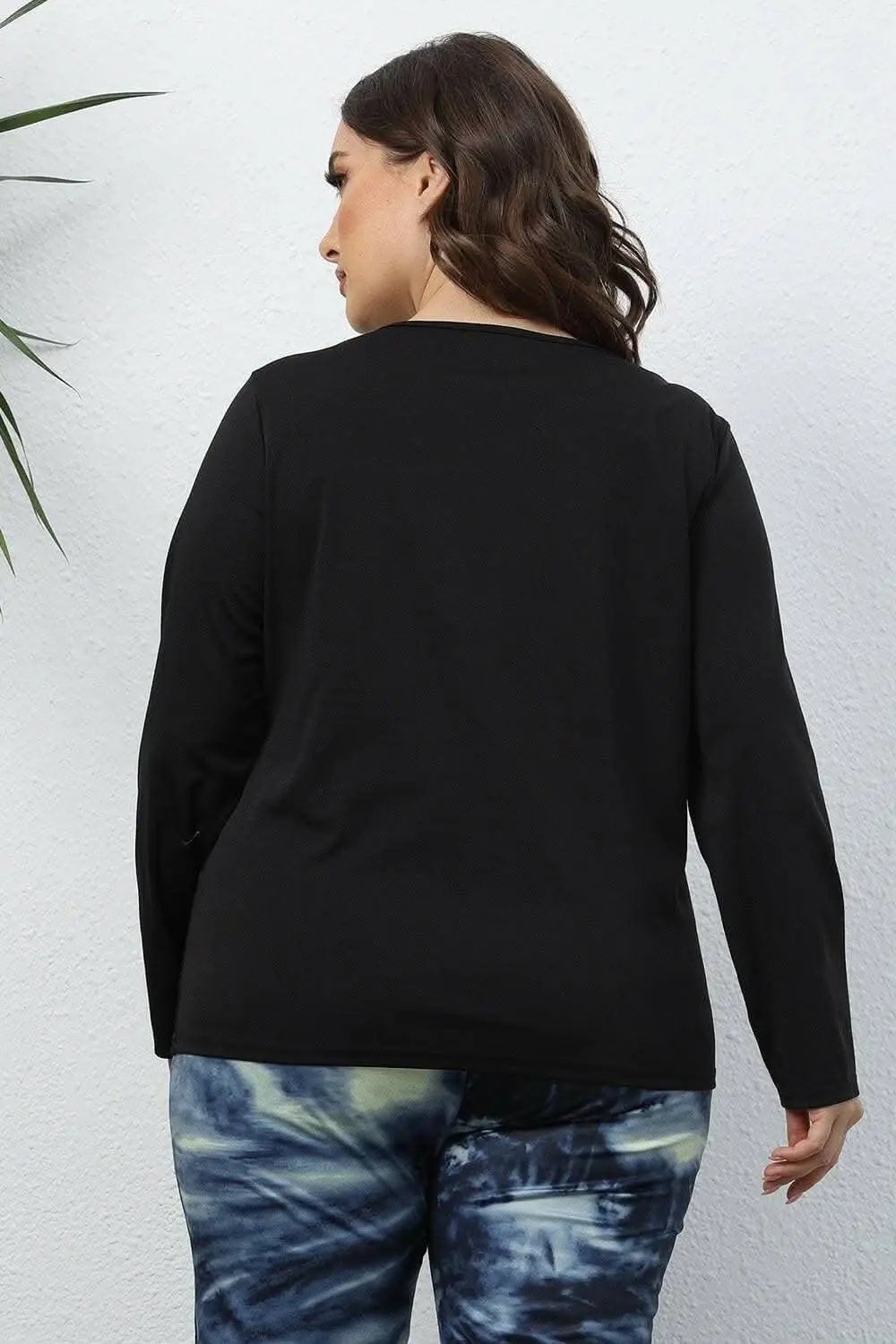 Chic sheer long sleeve plus top - Love Salve 