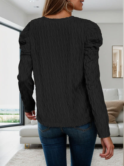 Chic sheer puff sleeve blouse 