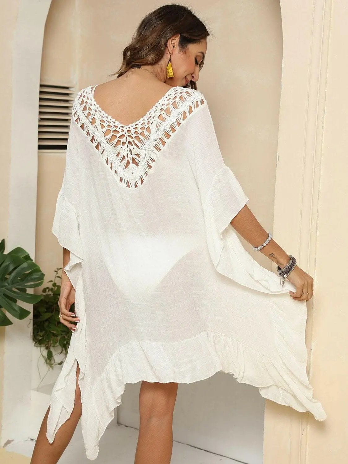 Chic sheer ruffled beach cover-up - Love Salve 