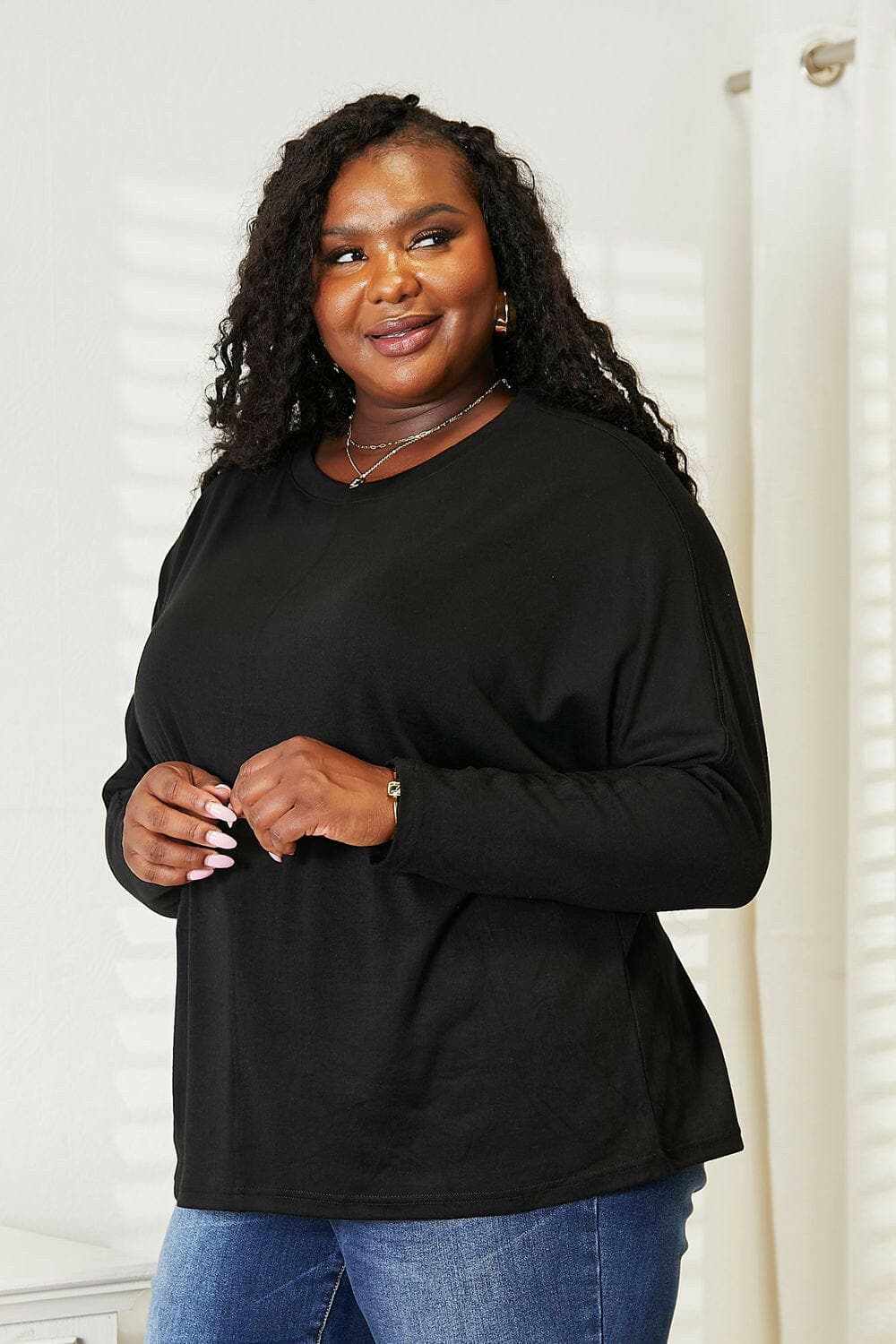 Chic sheer sleeve top for women 