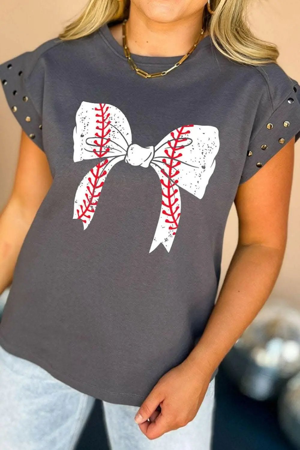 Chic sheer studded bow top - Love Salve 