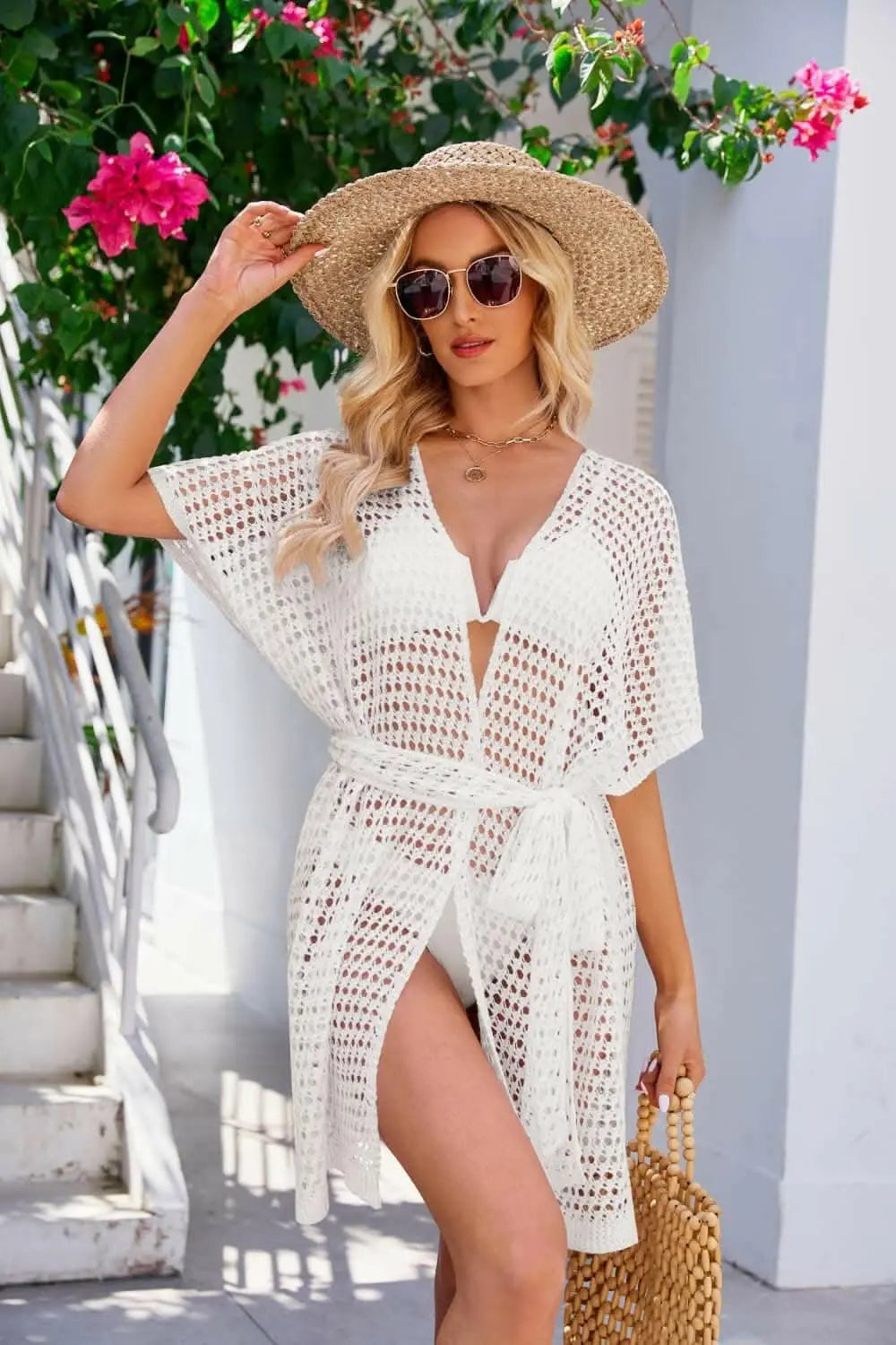 Chic sheer tie front cover-up - Love Salve 