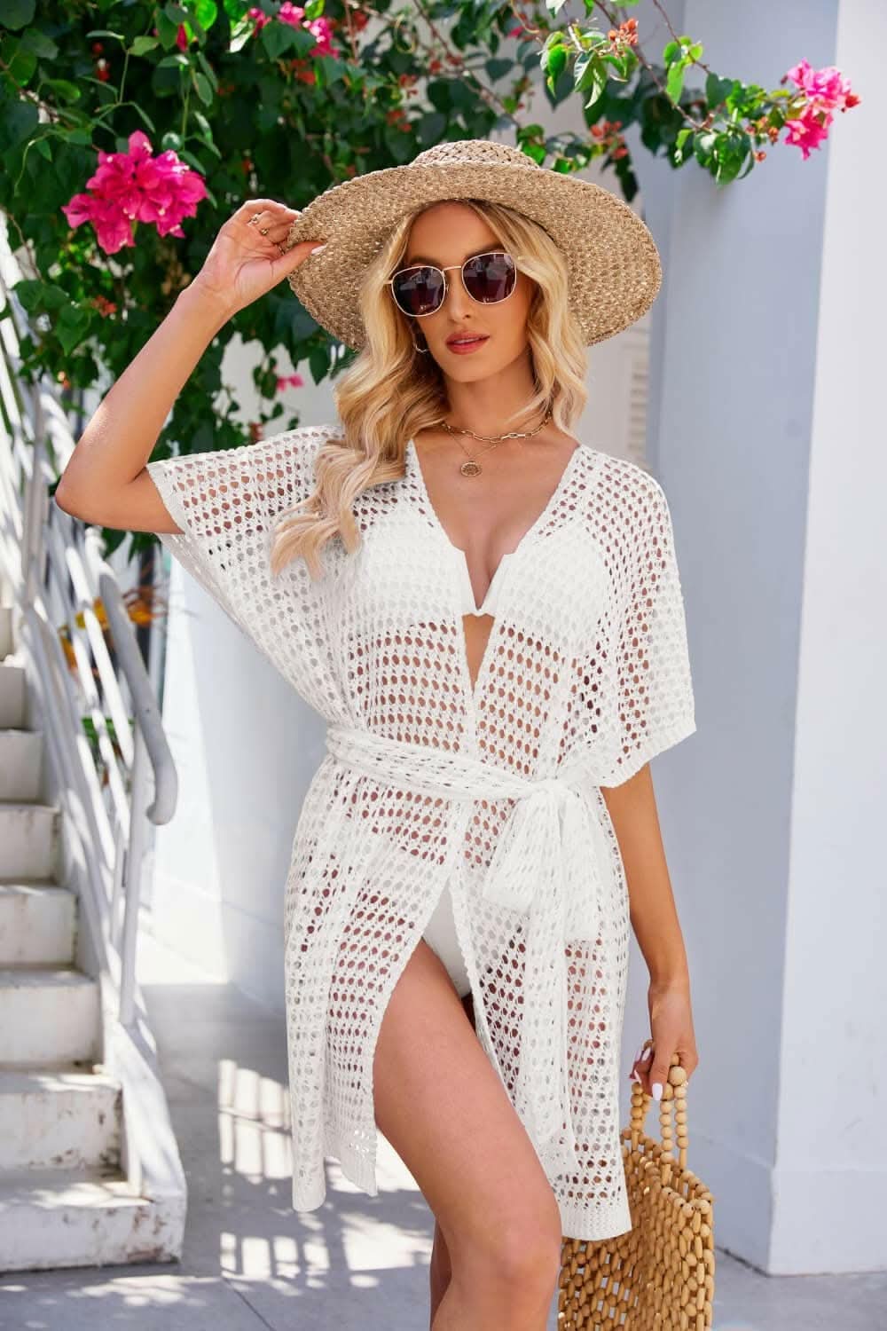 Chic sheer tie front cover-up - Love Salve 