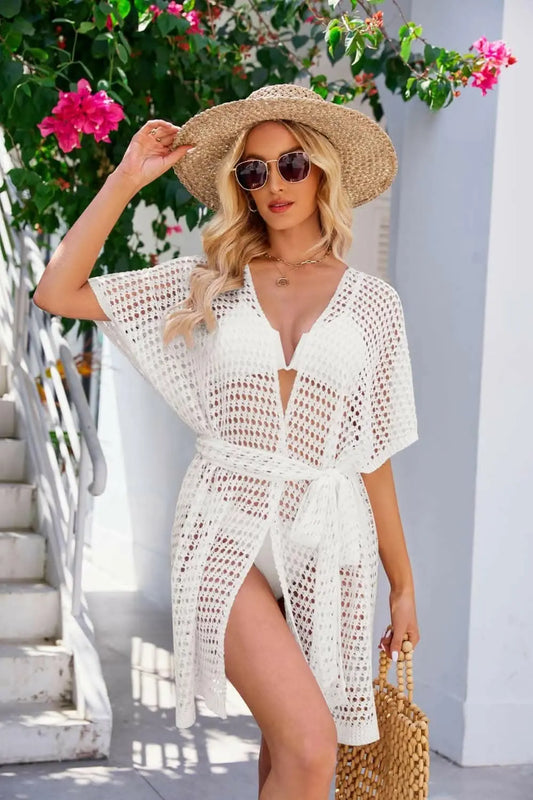 Chic sheer tie front cover-up - Love Salve 