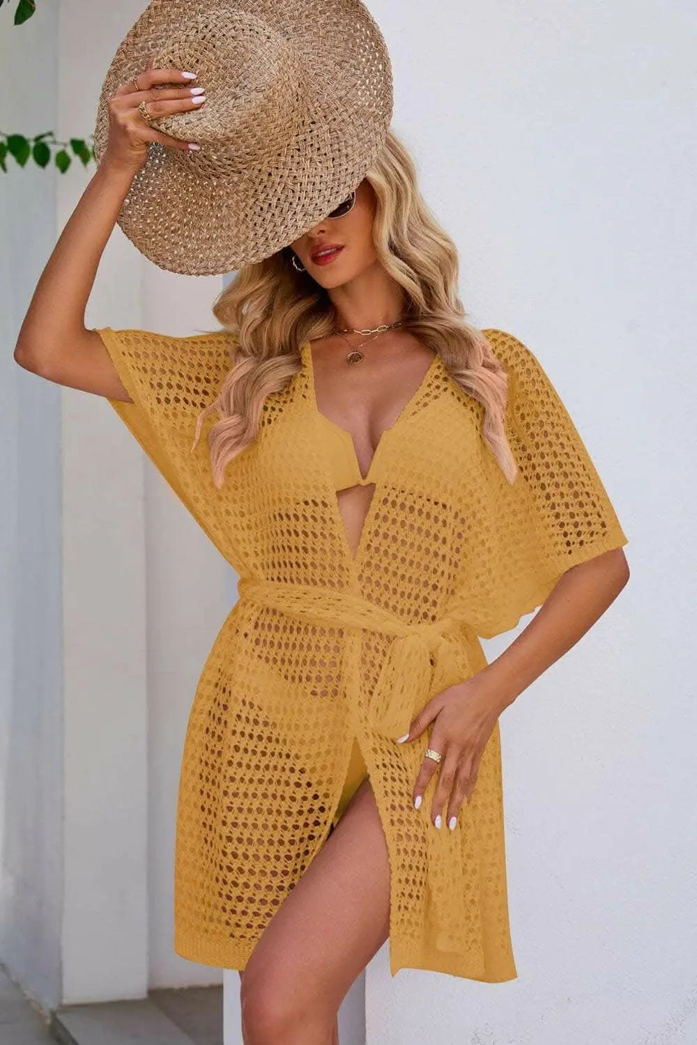 Chic sheer tie front cover-up - Love Salve 