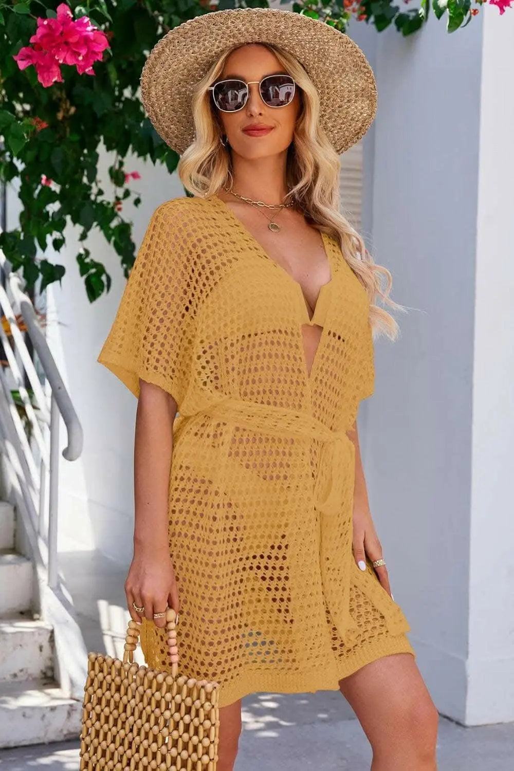 Chic sheer tie front cover-up - Love Salve 
