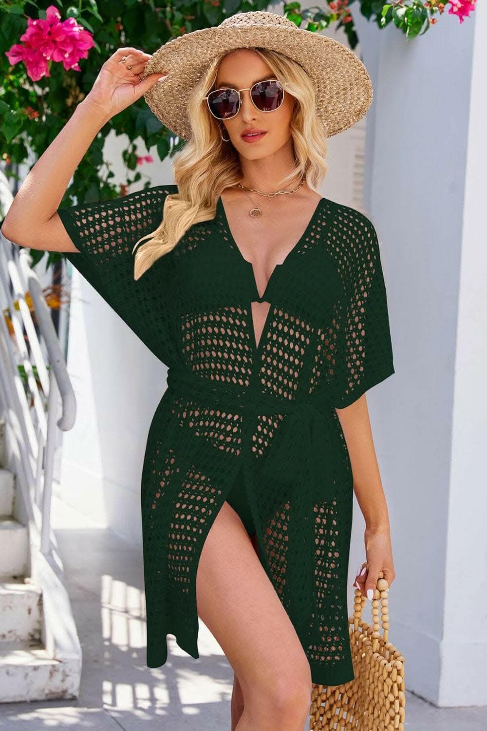 Chic sheer tie front cover-up - Love Salve 