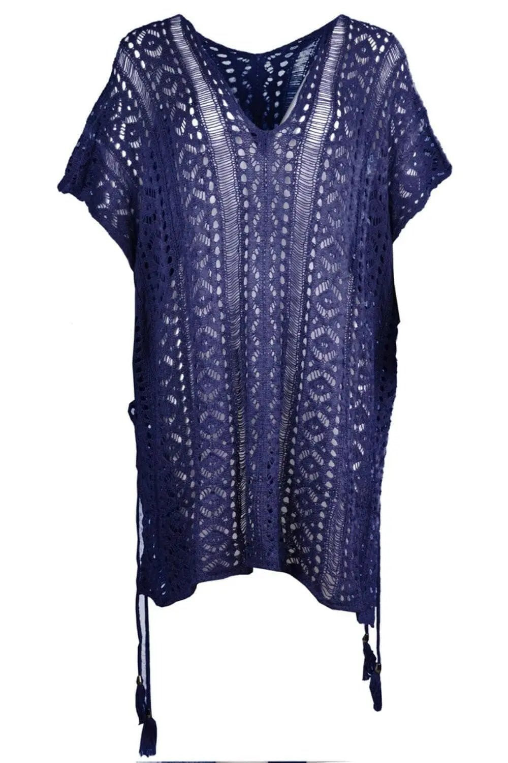 Chic sheer v-neck cover-up with tassels - Love Salve 