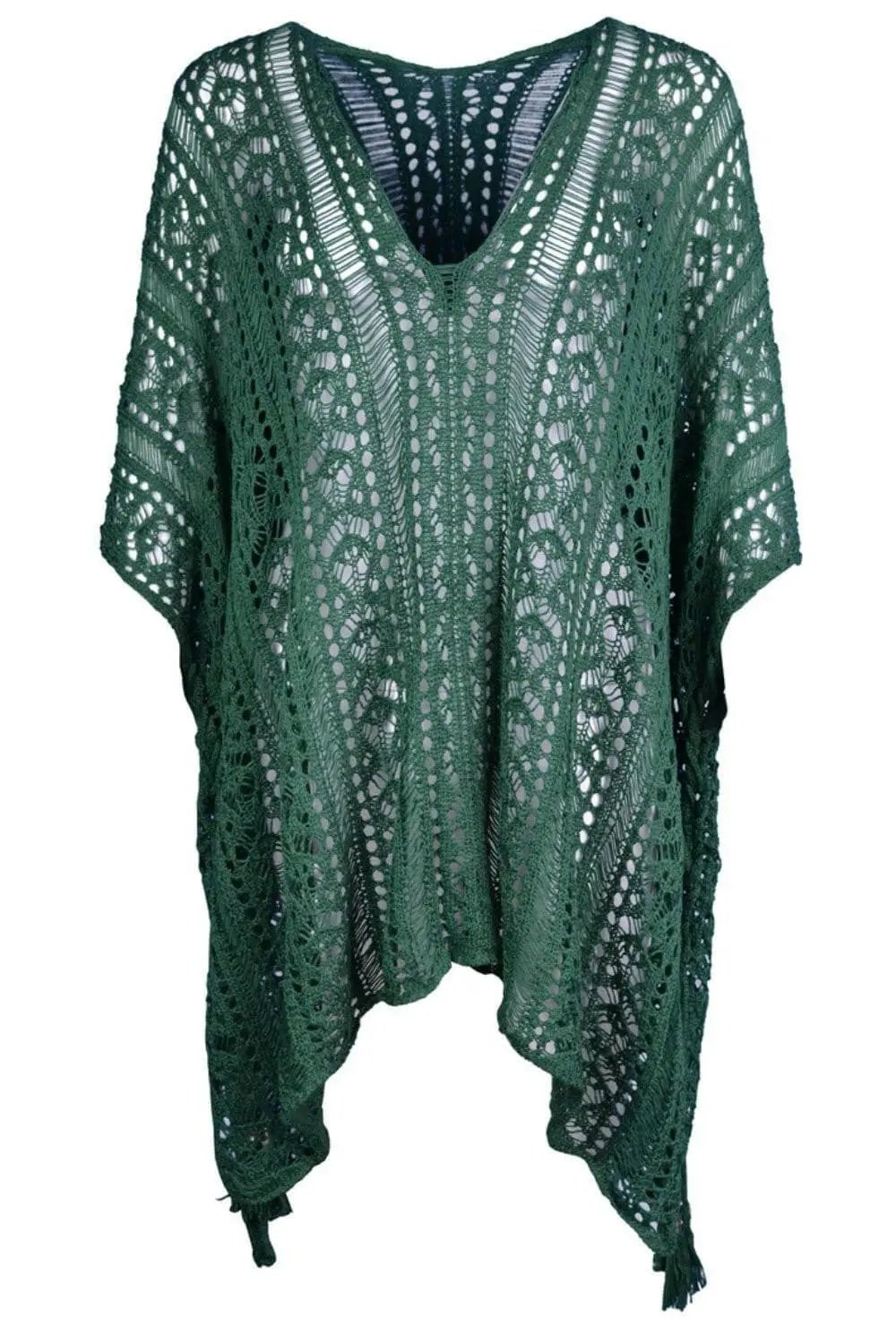 Chic sheer v-neck cover-up with tassels - Love Salve 