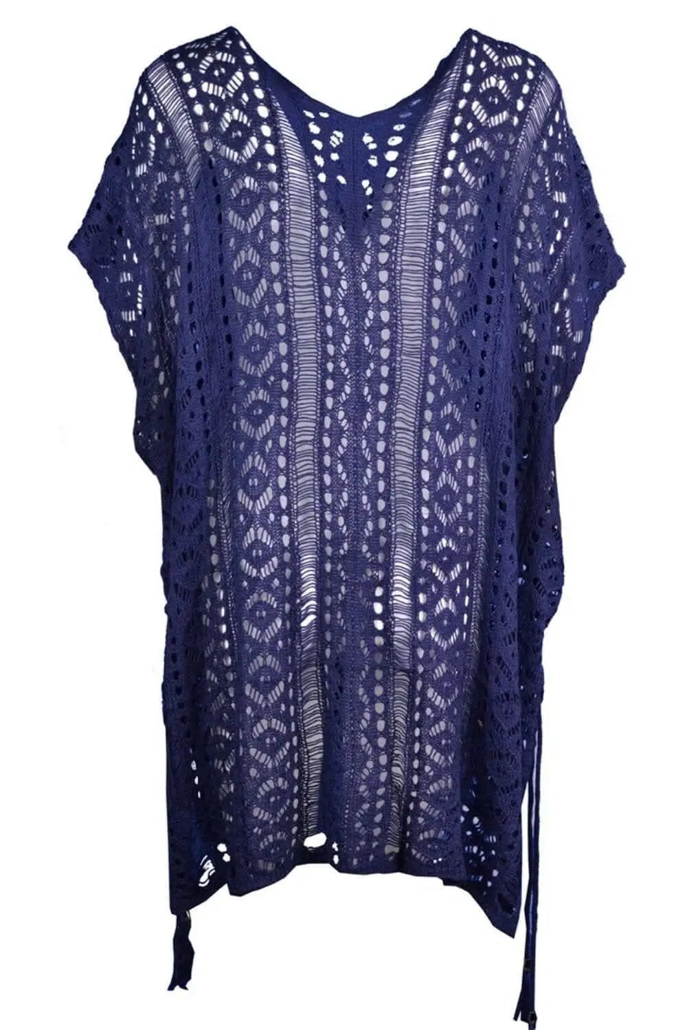 Chic sheer v-neck cover-up with tassels - Love Salve 