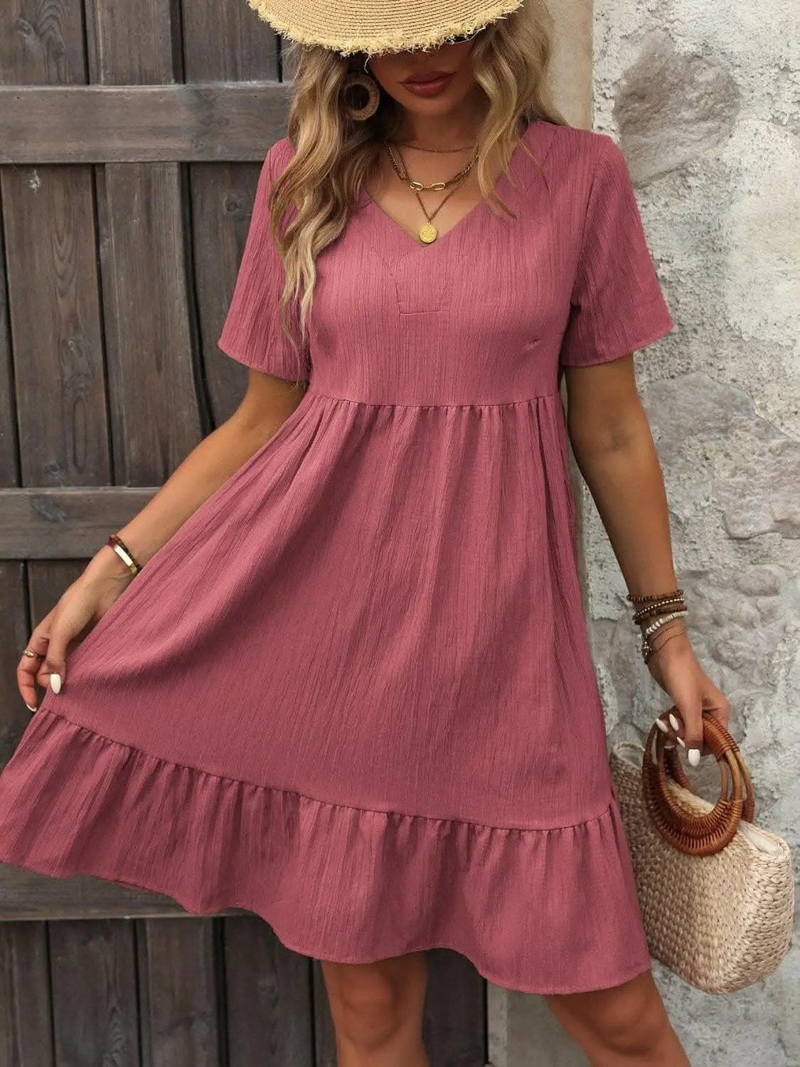 Chic sheer v-neck mini dress - Love Salve 