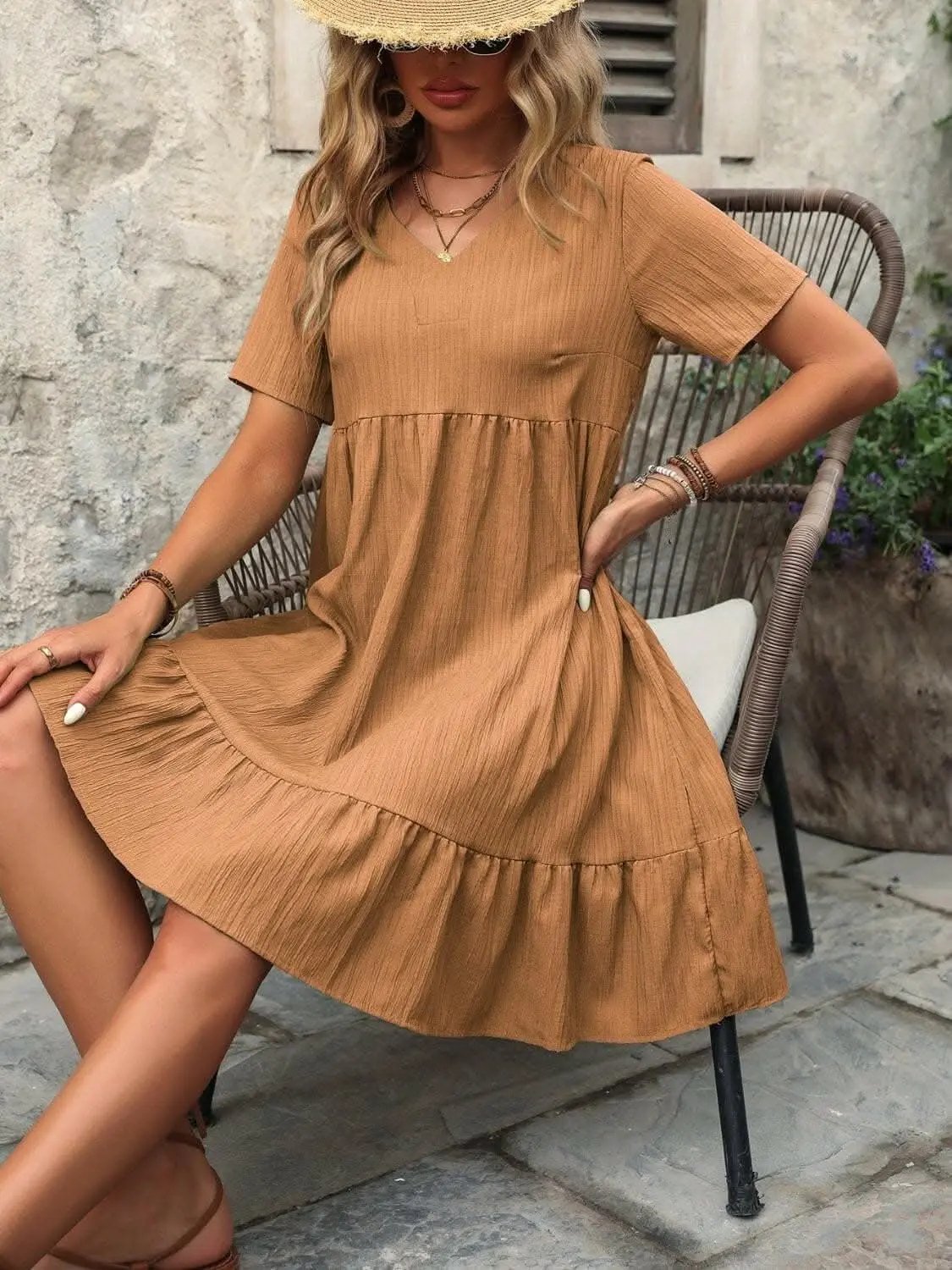 Chic sheer v-neck mini dress - Love Salve 