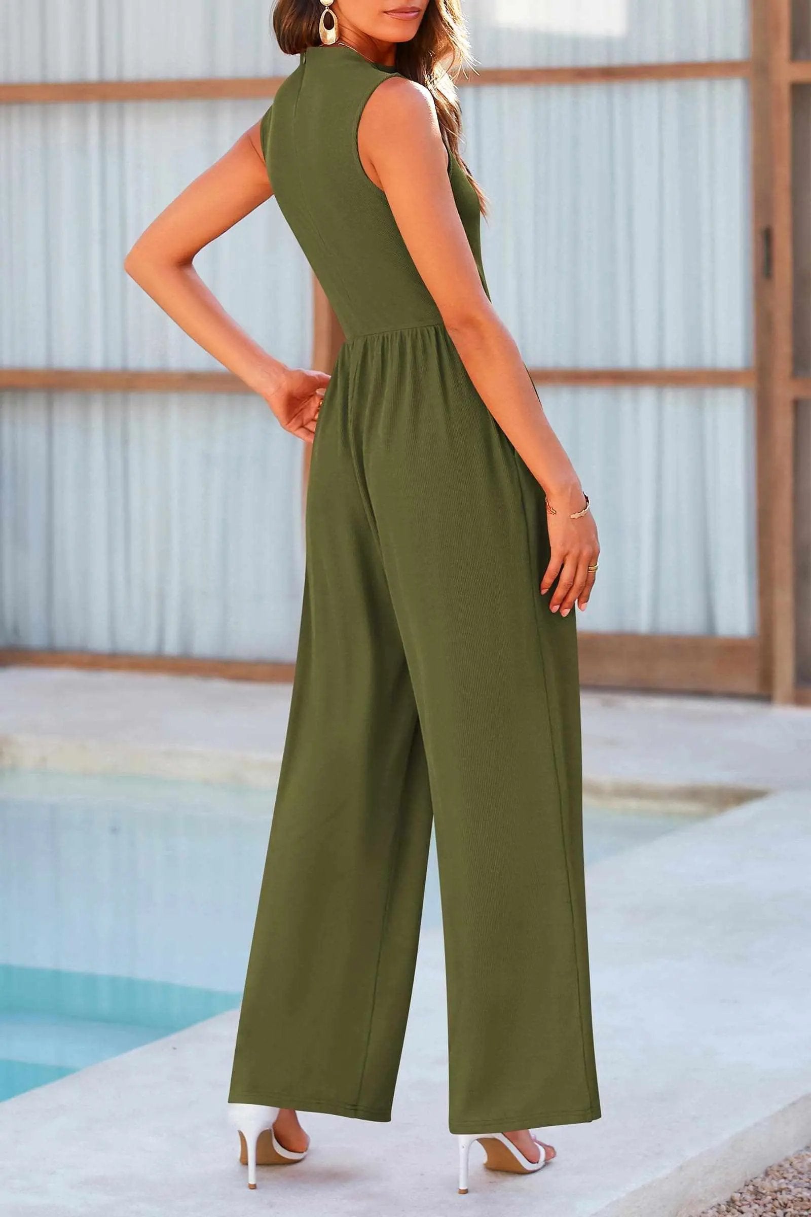 Chic sleeveless wide leg jumpsuit - Love Salve 