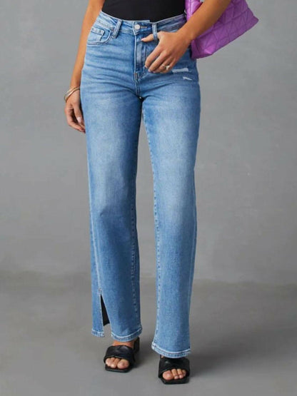 Chic slit jeans with pockets - Love Salve 