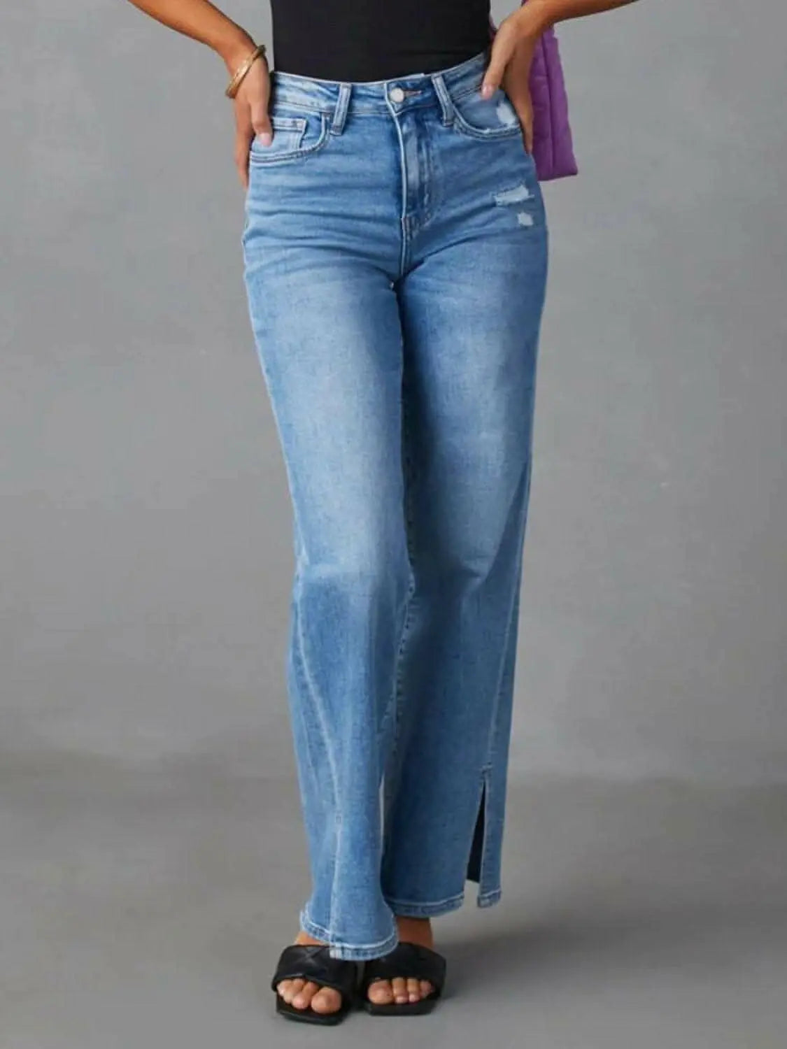 Chic slit jeans with pockets - Love Salve 