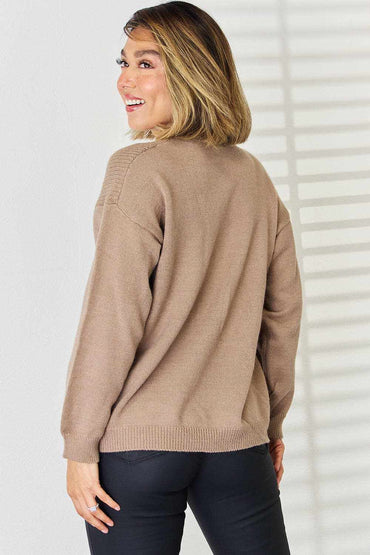 Chic slit tied dropped shoulder sweater 