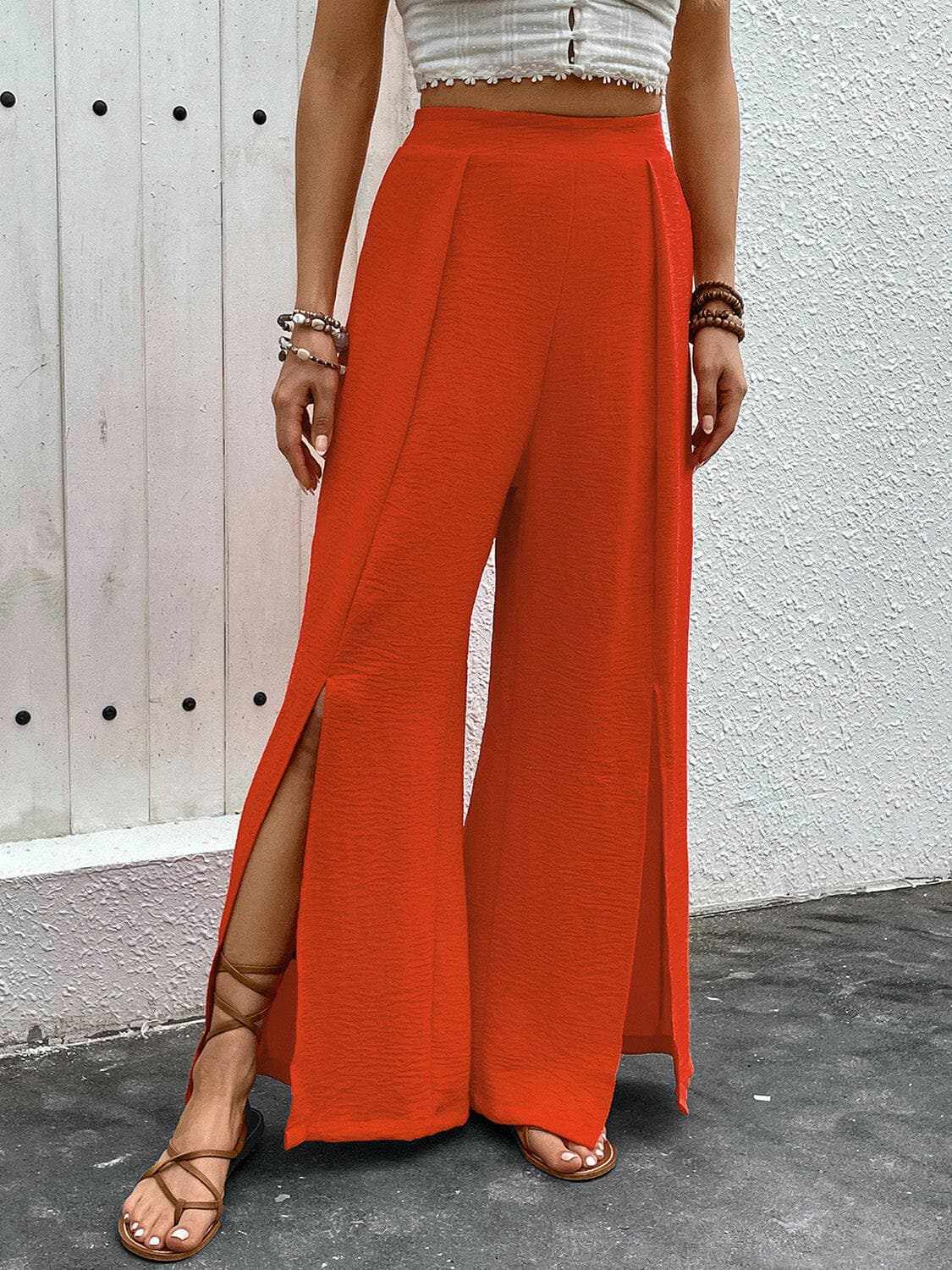 Chic slit wide leg pants - Love Salve 