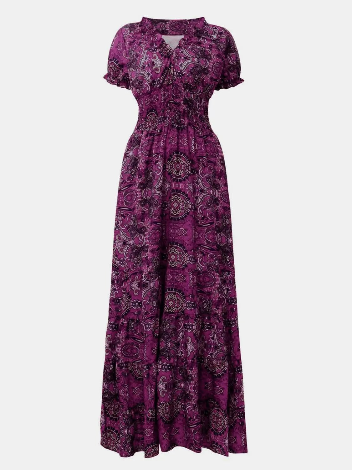 Chic smocked v-neck dress - Love Salve 