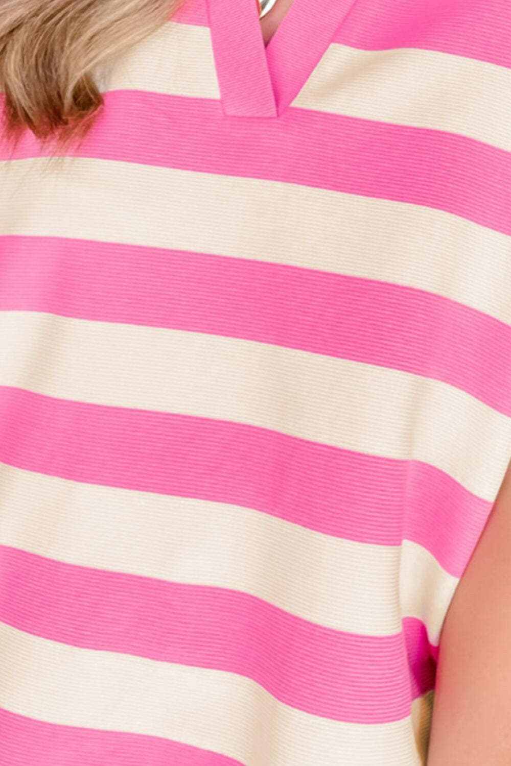Chic striped cap sleeve blouse - Love Salve 