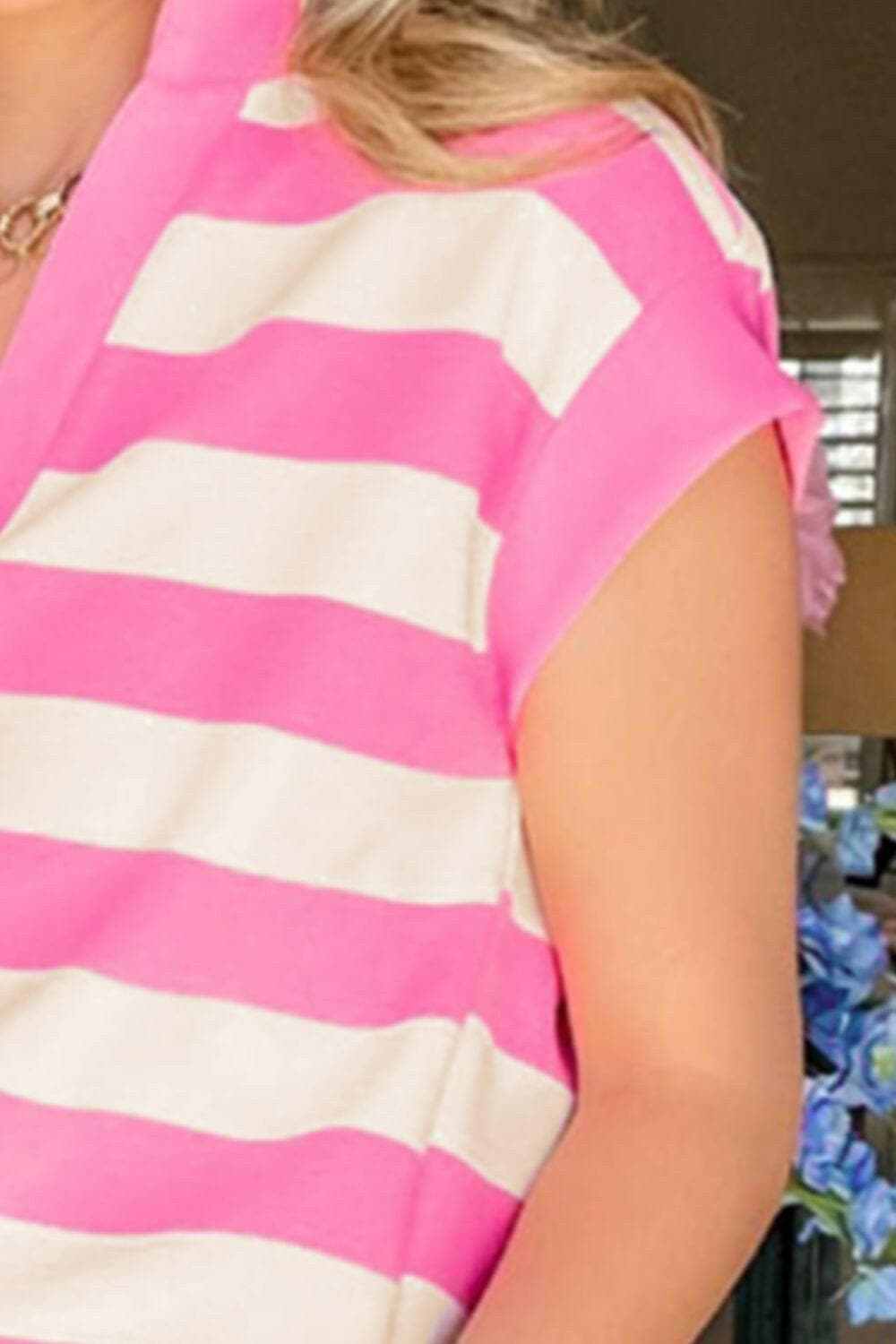 Chic striped cap sleeve blouse - Love Salve 