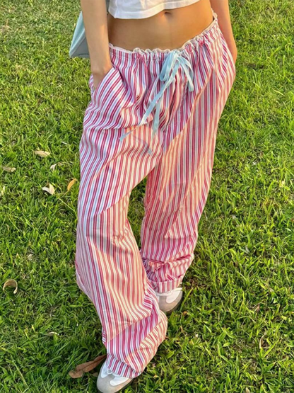 Chic striped casual trousers for girls 