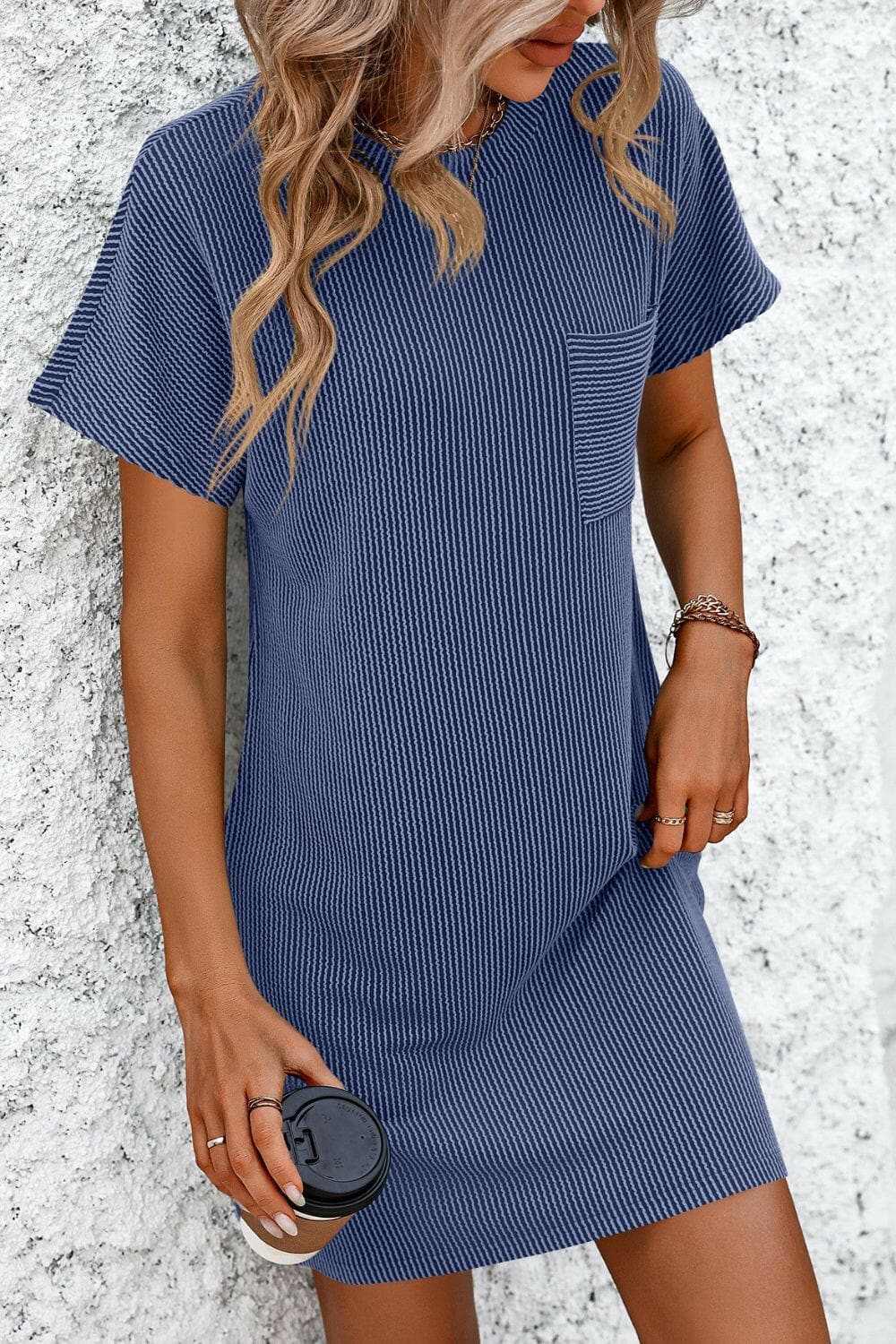 Chic striped mini dress with pockets - Love Salve 