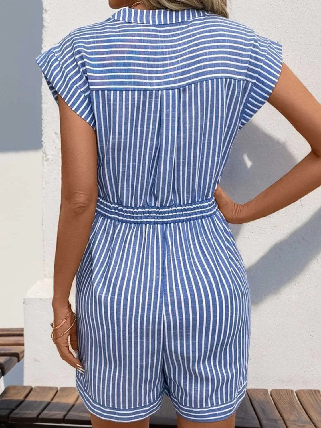 Chic striped tie-front romper - Love Salve 