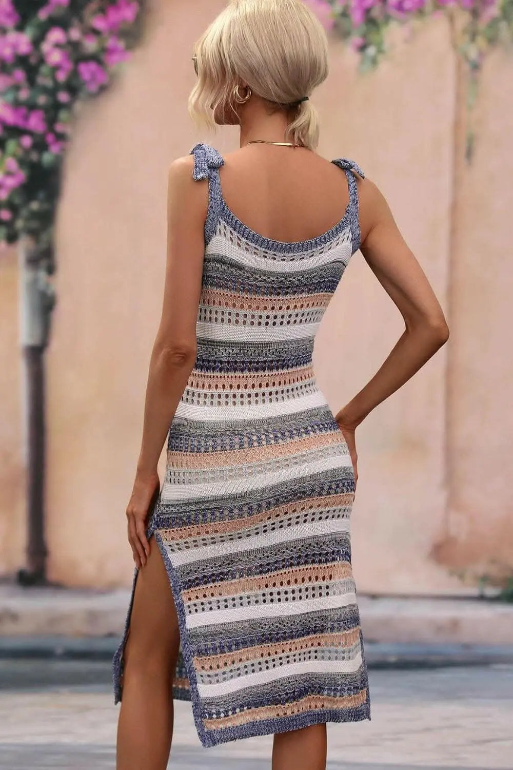 Chic striped tie-neck dress - Love Salve 