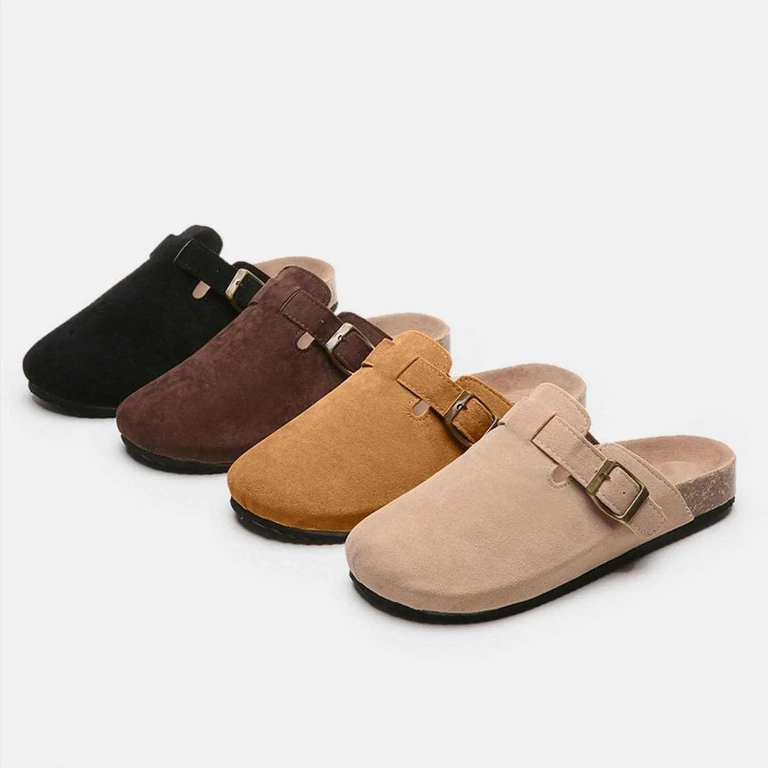 Chic suede closed-toe buckle sandals - Love Salve 