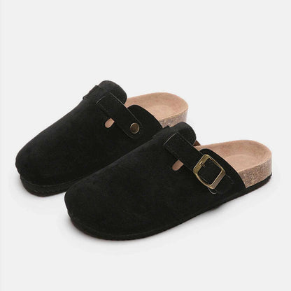 Chic suede closed-toe buckle sandals - Love Salve 