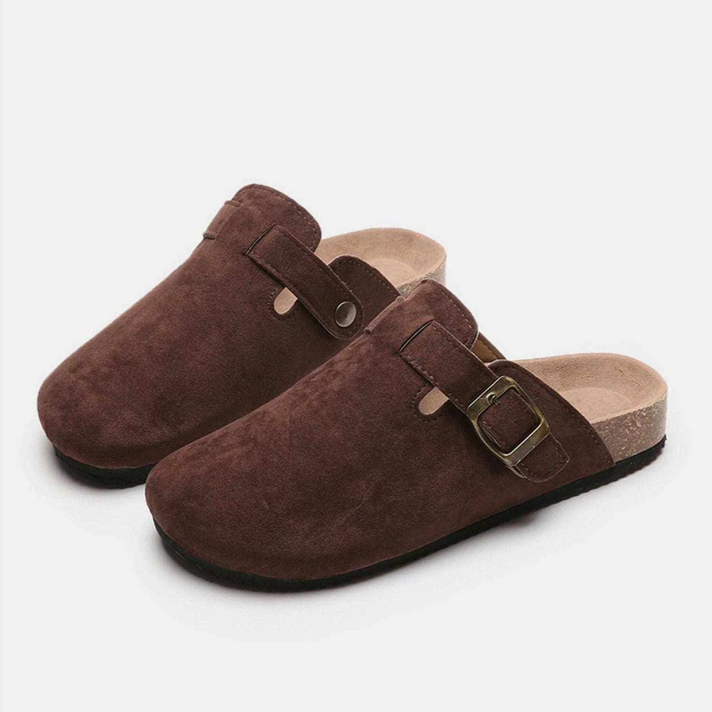 Chic suede closed-toe buckle sandals - Love Salve 