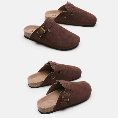 Chic suede closed-toe buckle sandals - Love Salve 