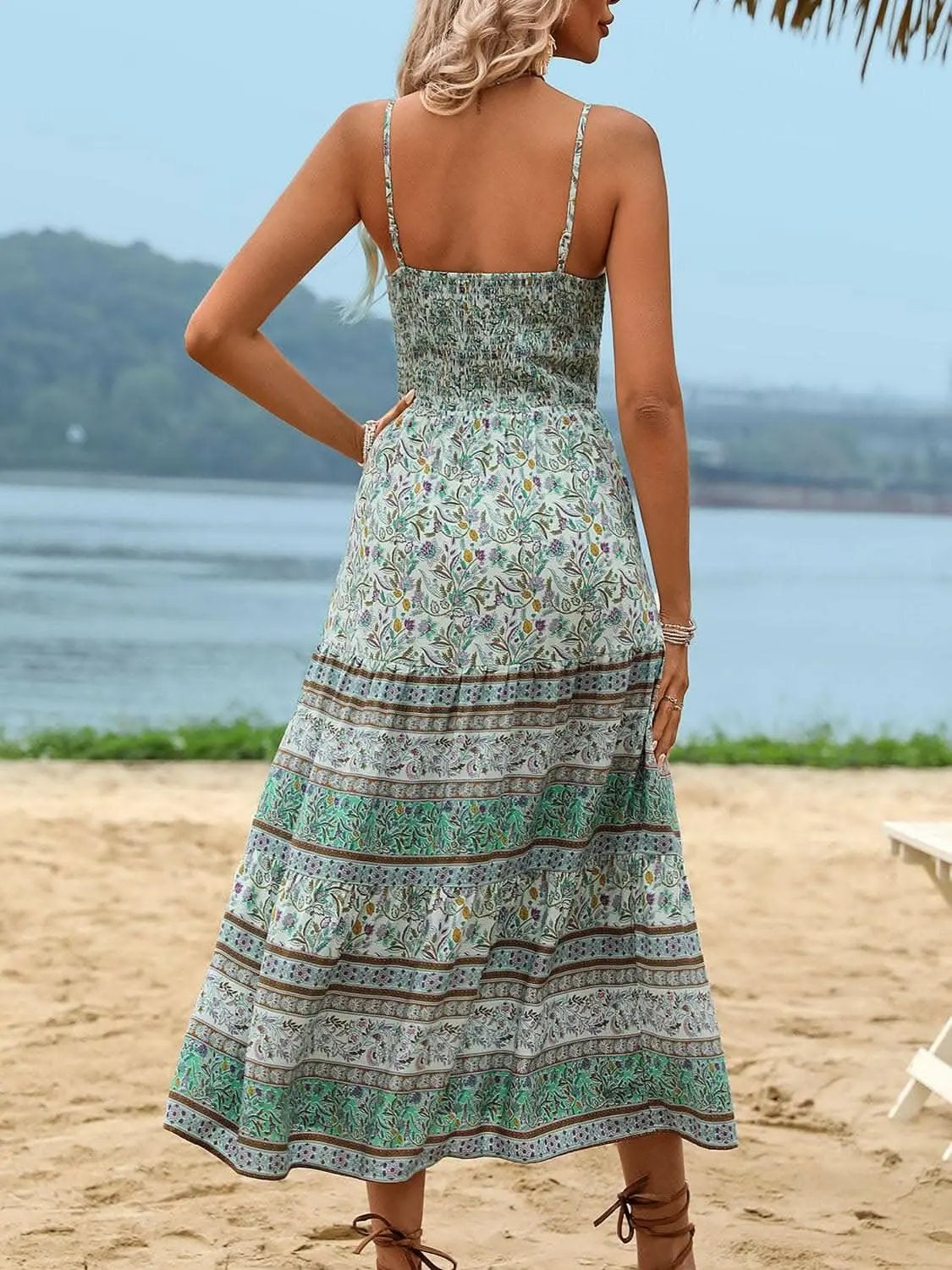 Chic tassel print maxi dress - Love Salve 