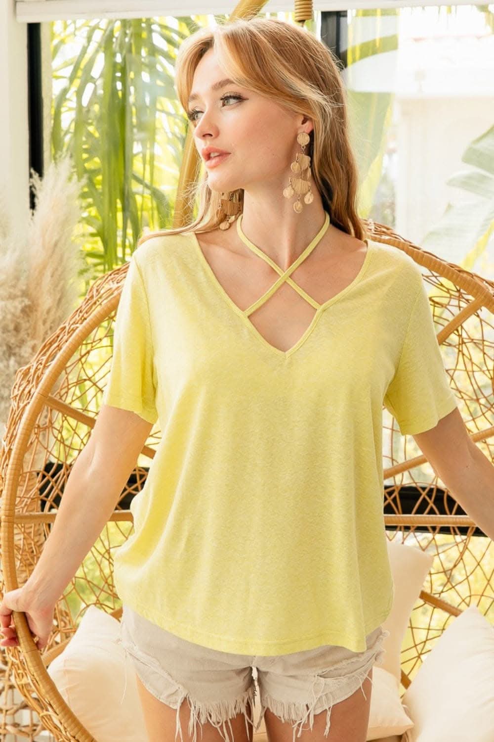 Chic tied detail short sleeve tee - Love Salve 