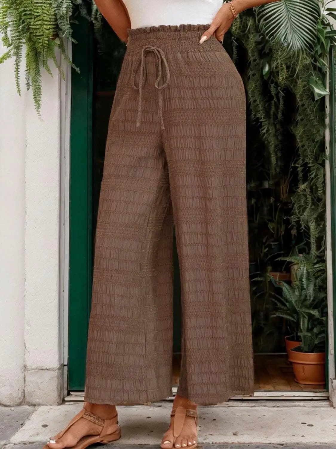 Chic tied wide leg pants - Love Salve 